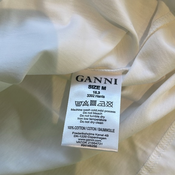 NWT GANNI POWER ANGELS WHITE COTTON TEE. M - Picture 6 of 9